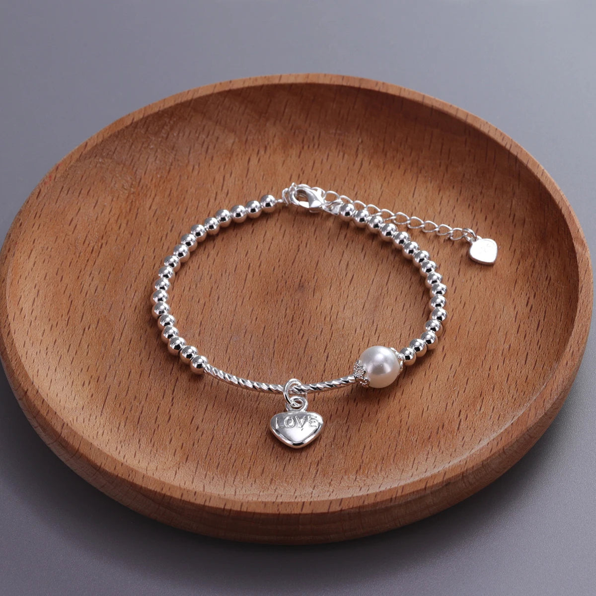 925 Sterling Silver Butterfly Bead String Bracelet for Women