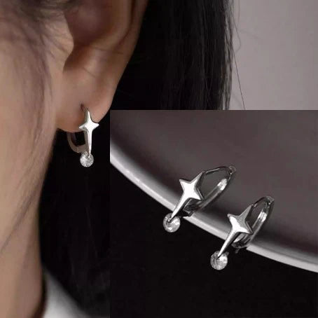 925 Sterling Silver Star Tassel Chain Earrings for Women