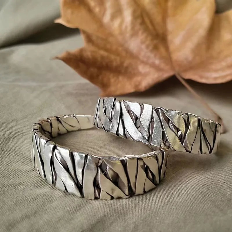 Vintage Silver-Plated Braided Cuff Bracelet