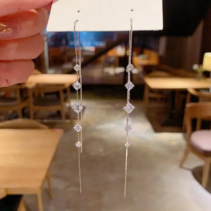 Zircon Crystal Bee Butterfly Flower Drop Ear Line Earrings for Women