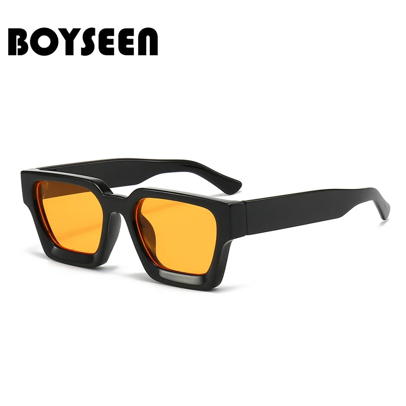 Men's Vintage Square Resin-Lens Sunglasses