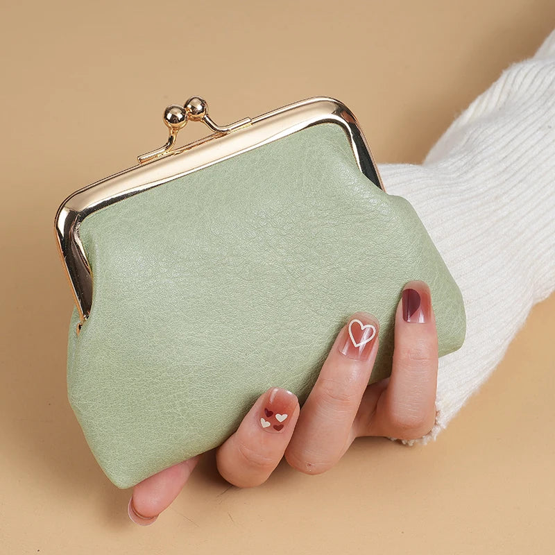 Retro Buckle Candy Colour Short Coin Purse for Women
