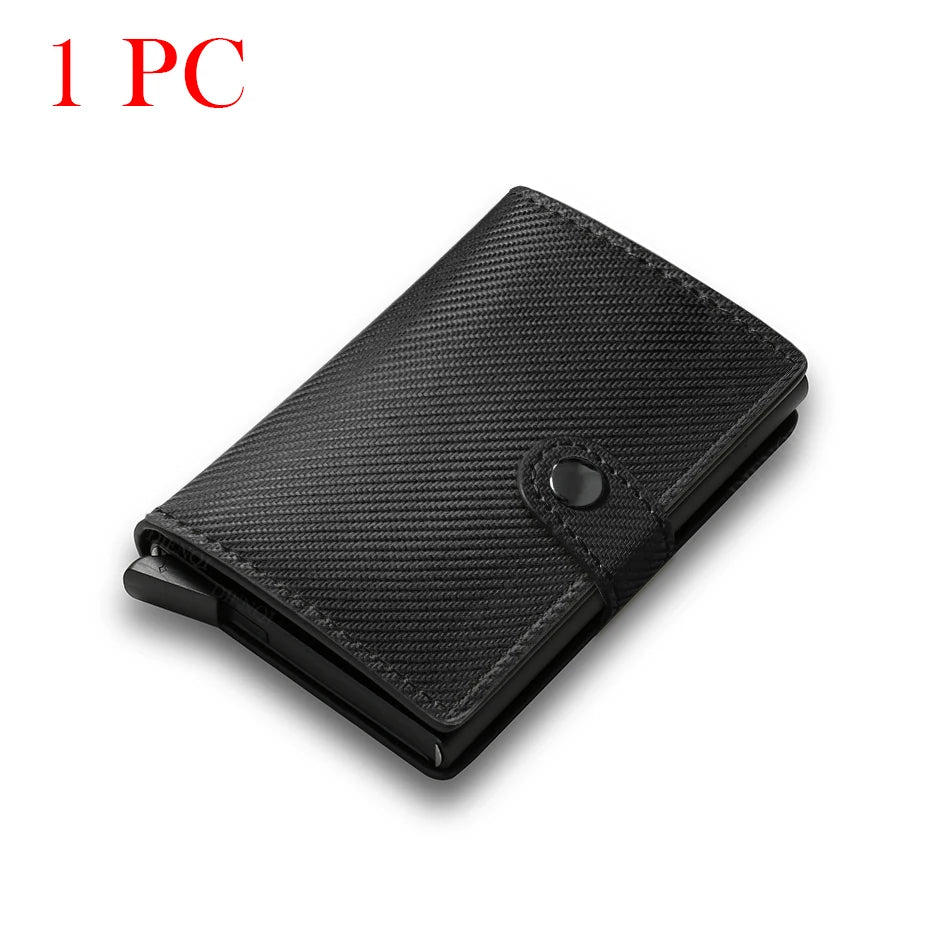 Carbon Fiber RFID Pop-Up Card Holder Wallet | Slim Metal Men's Minimalist Purse