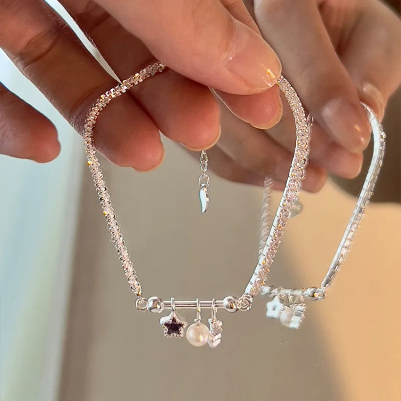925 Sterling Silver Butterfly Bead String Bracelet for Women