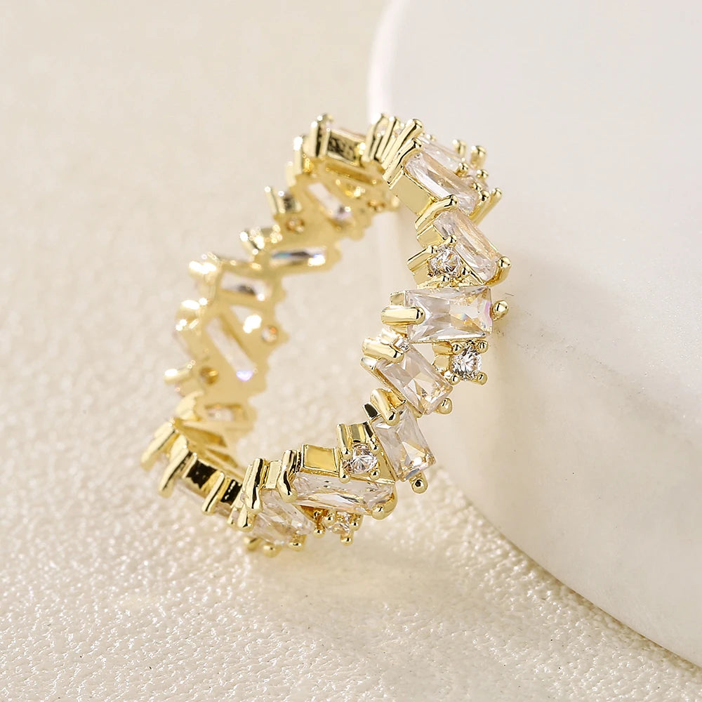 Baguette Cubic Zirconia Ring in 18K Gold for Women