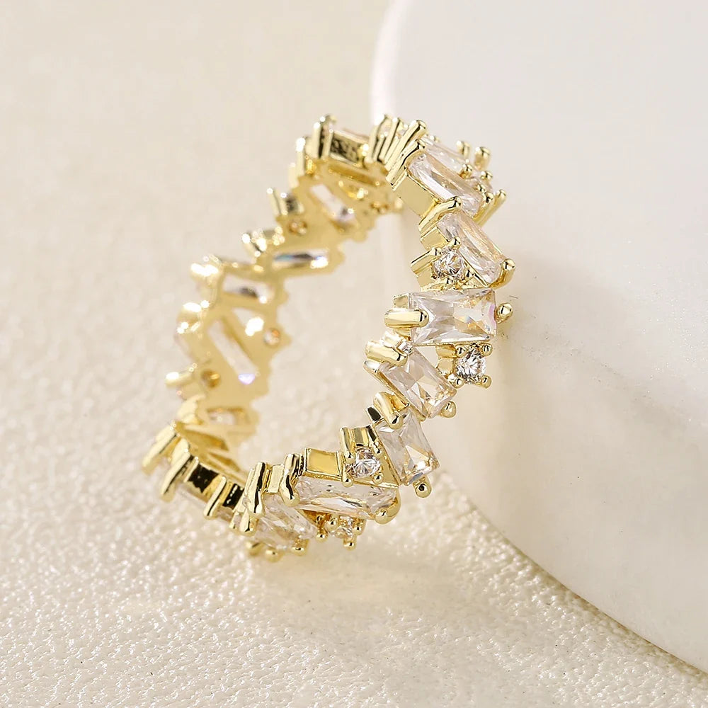 Baguette Cubic Zirconia Ring in 18K Gold for Women