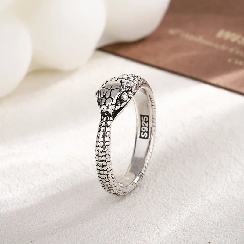 925 Sterling Silver Snake Adjustable Ring for Women