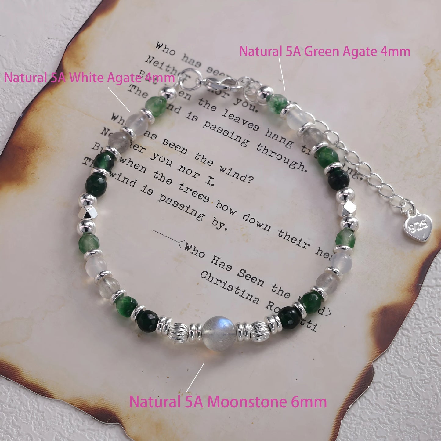 925 Sterling Silver Butterfly Bead String Bracelet for Women