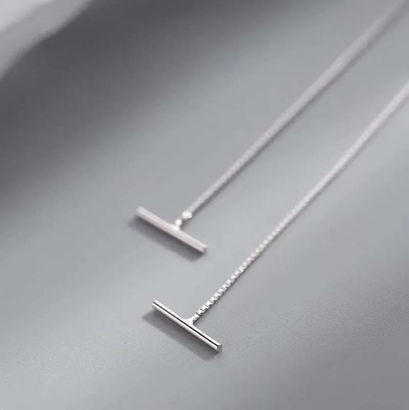 Silver Long Chain Tassel Star Cross Drop Earrings for Women