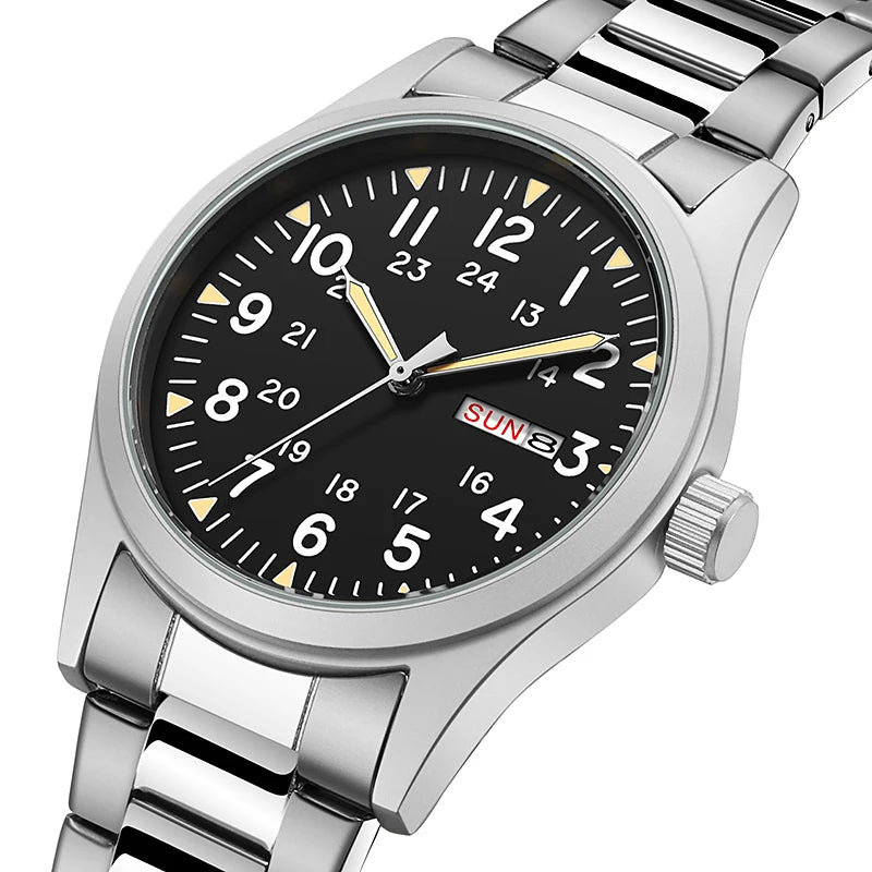 Men's Quartz Field Watch with Stainless Steel Strap