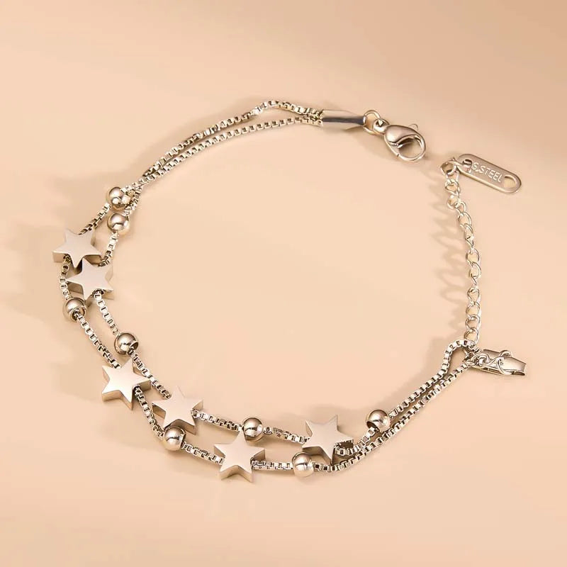 Stainless Steel Star Chain Bracelet for Women and Men