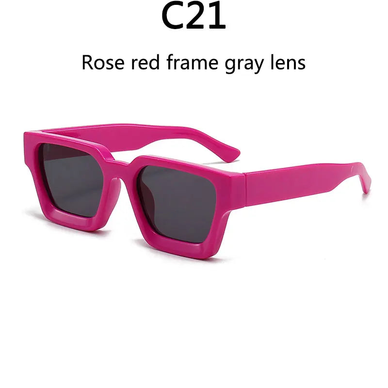 Men's Vintage Square Resin-Lens Sunglasses
