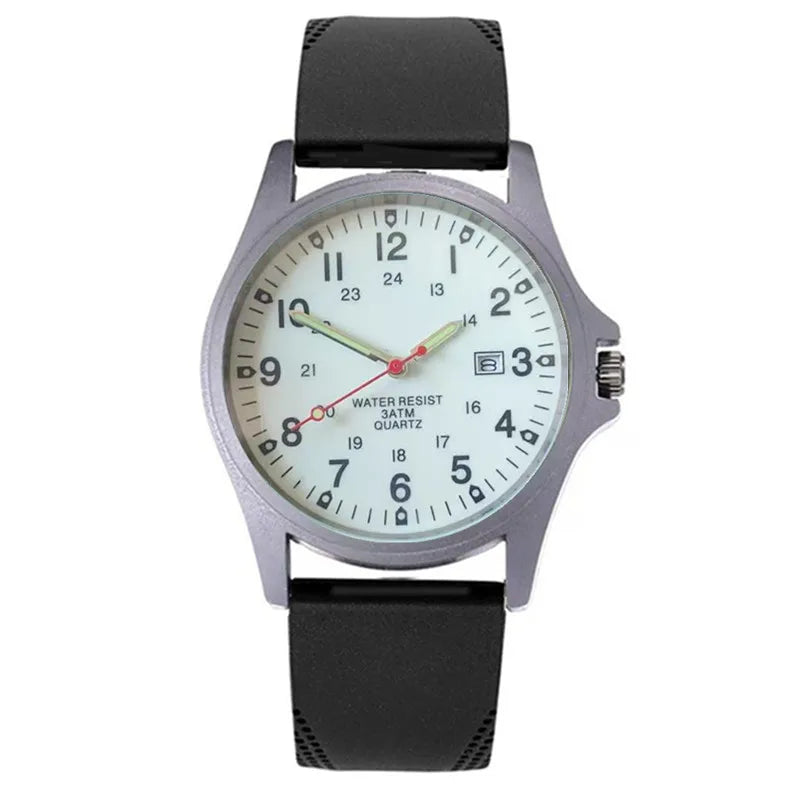 Men's Arabic Dial Quartz Watch with Silicone Strap