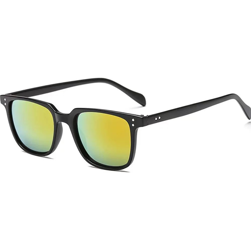 Retro Square Resin-Frame Sunglasses