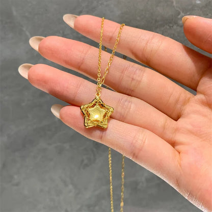 925 Sterling Silver Star Smile Dimple Pendant Necklace for Women