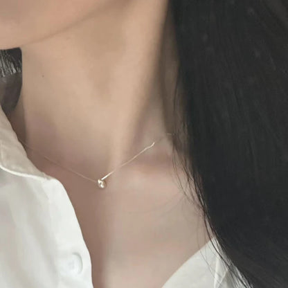 925 Sterling Silver Bead Geometric Pendant Choker Necklace for Women