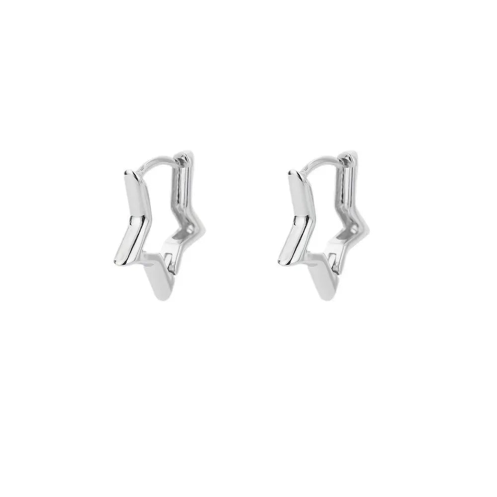 Stainless Steel Star Hoop Earrings for Women