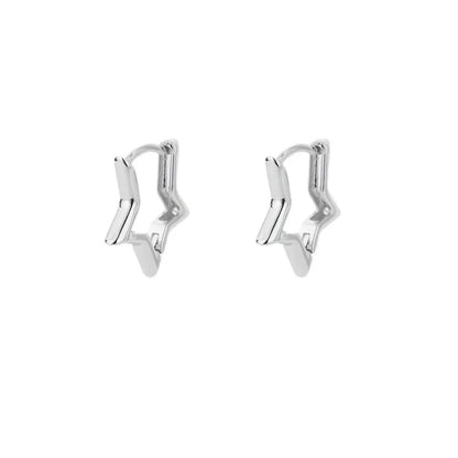 Stainless Steel Star Hoop Earrings for Women