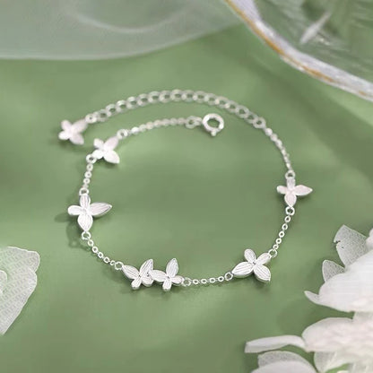 925 Sterling Silver Multiple Butterflies Charm Bracelet for Women