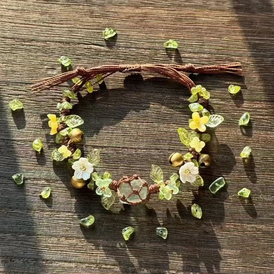Handwoven Pebble Wreath Crystal Bracelet for Women | Best Friend Gift