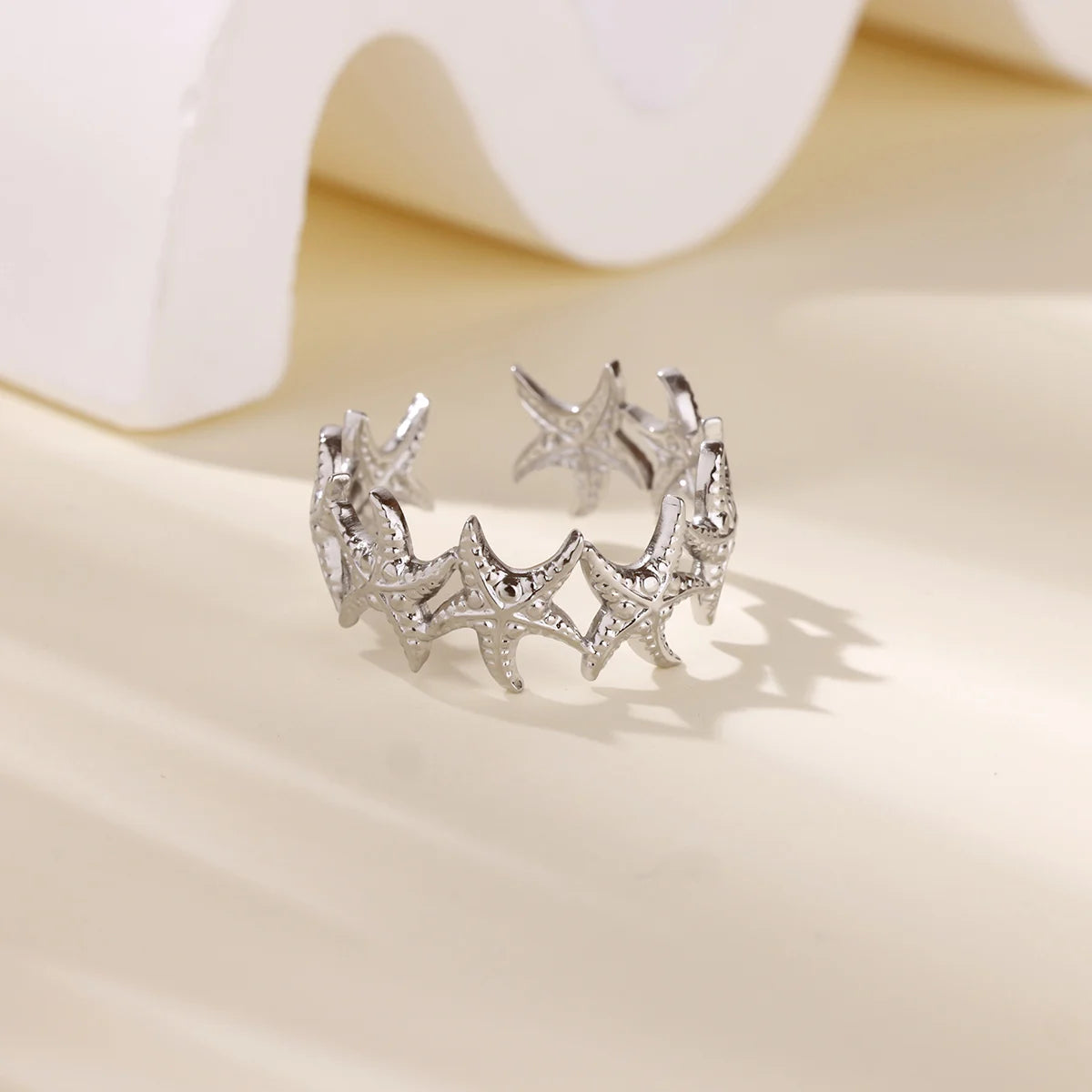 Delicate Flower Wide Band Ring for Women | 18K Gold Plated