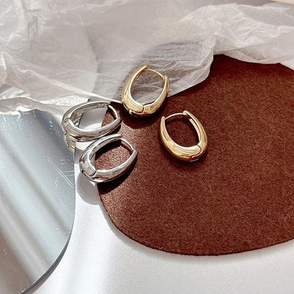 Vintage Smooth Metal Hoop Earrings for Women