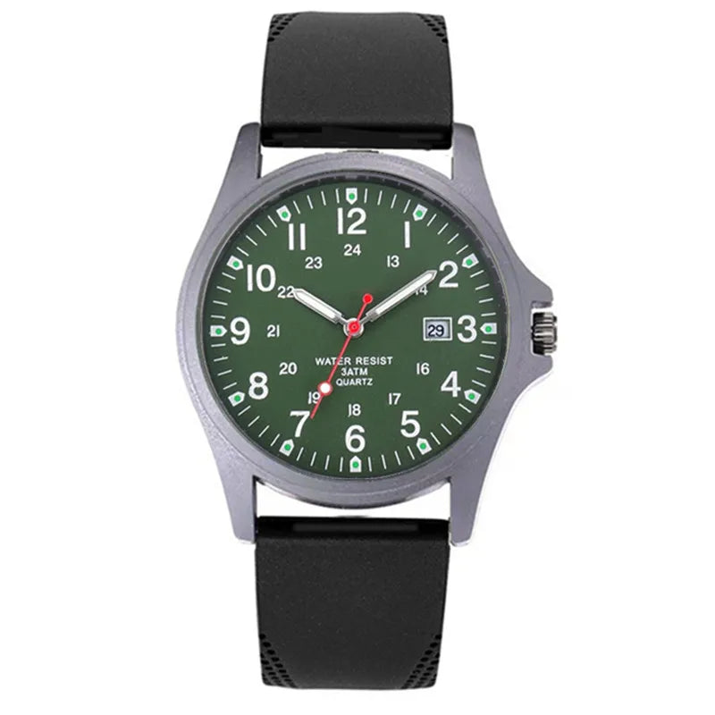 Men's Arabic Dial Quartz Watch with Silicone Strap