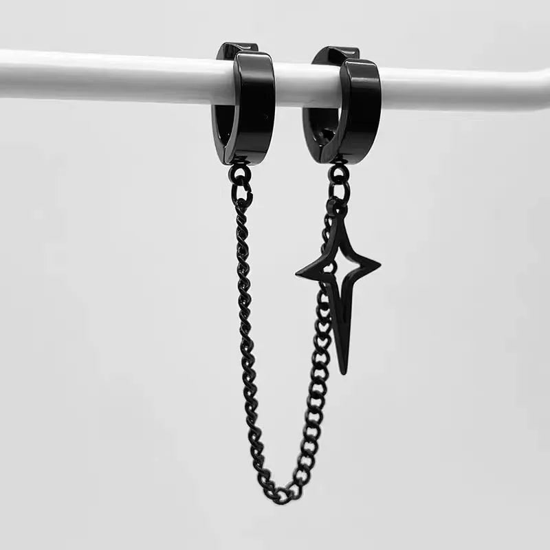Star & Cross Stainless Steel Non-Piercing Ear Clip