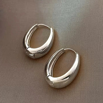 Vintage Smooth Metal Hoop Earrings for Women