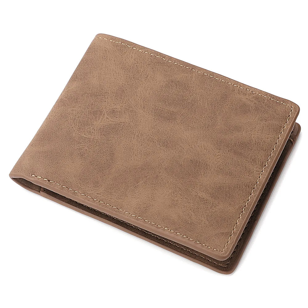 Men's Short PU Leather Bifold Wallet | Lightweight Card Holder with Bill Storage