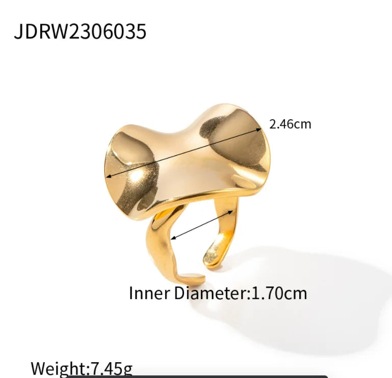 Delicate Flower Wide Band Ring for Women | 18K Gold Plated