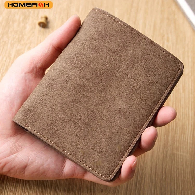 Men's Short PU Leather Bifold Wallet | Lightweight Card Holder with Bill Storage