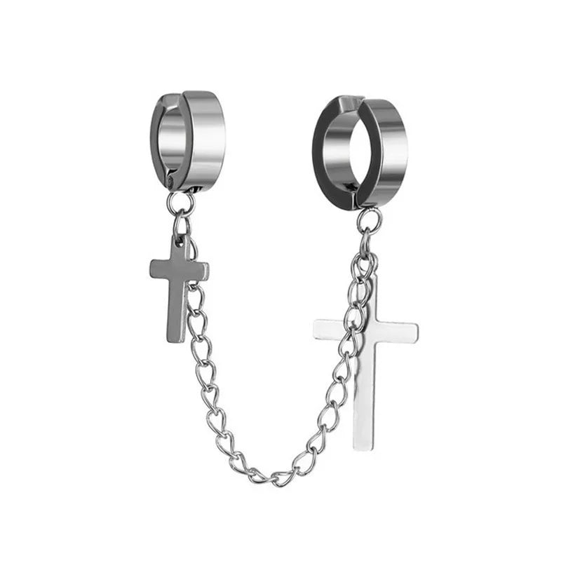Star & Cross Stainless Steel Non-Piercing Ear Clip