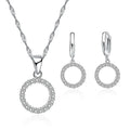 925 Sterling Silver Bridal Jewellery Set — Zircon Necklace and Hoop Earrings for Women
