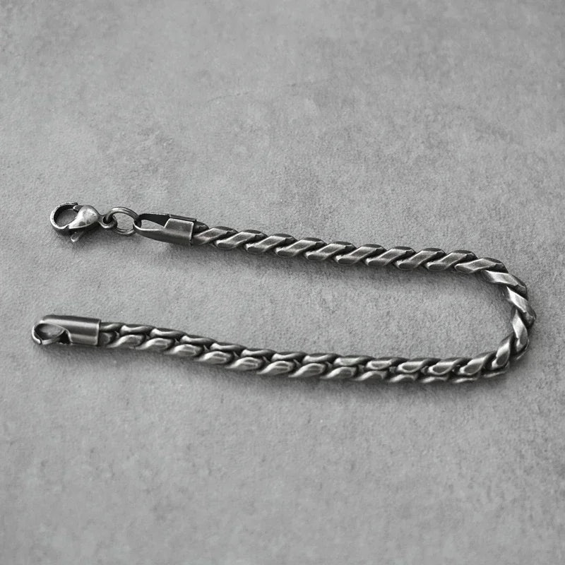 Vintage Twist-Link Stainless Steel Bracelet
