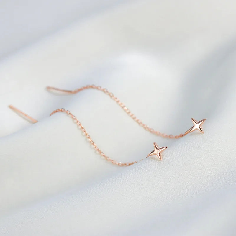 S925 Silver Micro-Inlaid Zircon Flower Ear Line Drop Earrings for Women