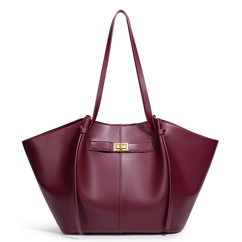 Metal Lock Trapeze Tote Bag for Women