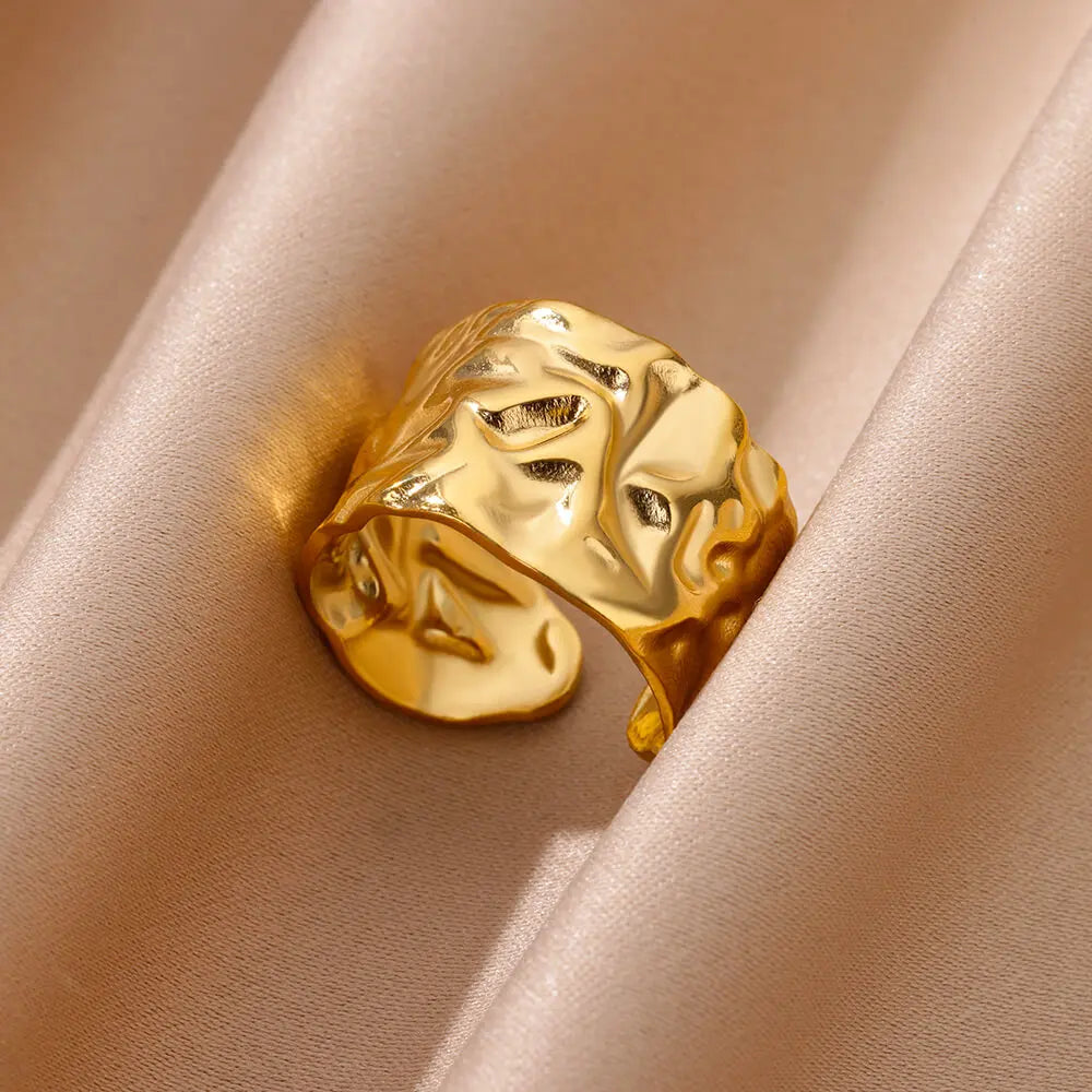 Multilayer Geometric Open Ring for Women | Vintage 18K Gold Plated