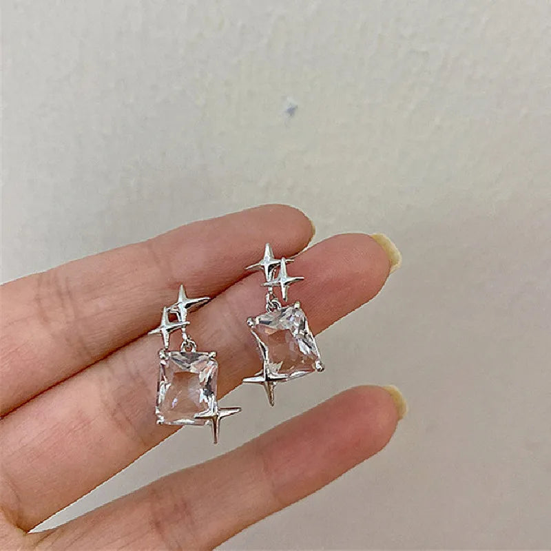 Y2K Star Crystal Drop Dangle Earrings for Women