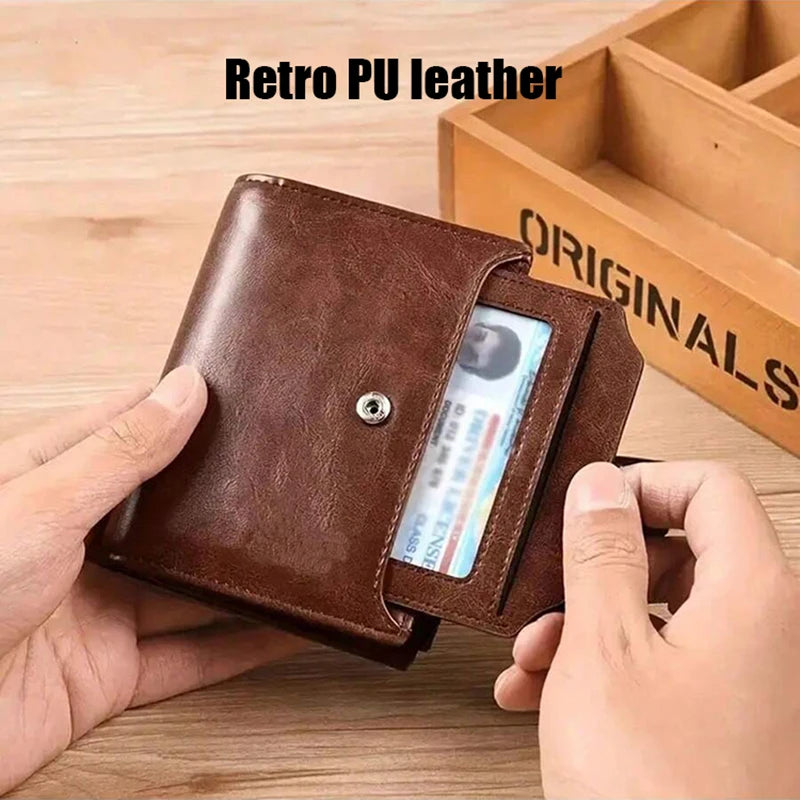 RFID Anti-Theft Men's Business Wallet | Zipper Leather Coin Purse & Card Holder