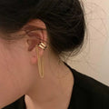 Silver Goth C-Shape Tassel Chain Ear Cuff for Women — No Piercing