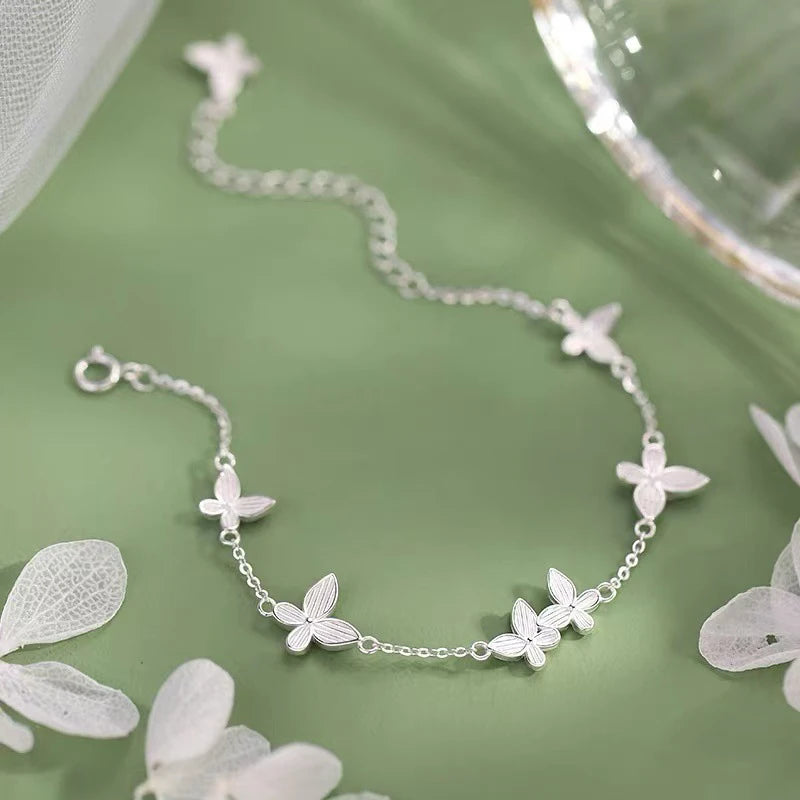 925 Sterling Silver Multiple Butterflies Charm Bracelet for Women