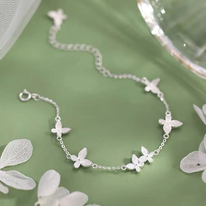 925 Sterling Silver Multiple Butterflies Charm Bracelet for Women