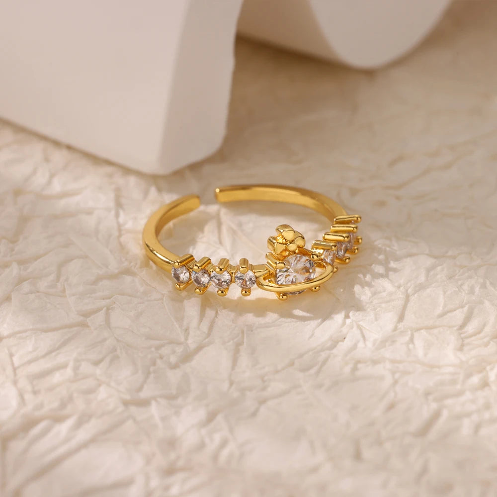 Evil Eye Zircon Adjustable Ring for Women | Luxury 18K Gold Plated