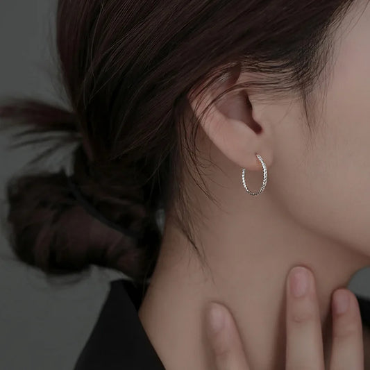 Silver Geometric Minimalist Hoop Earrings for Women