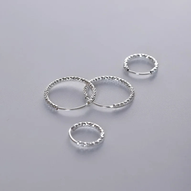 Silver Geometric Minimalist Hoop Earrings for Women