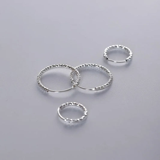 Silver Geometric Minimalist Hoop Earrings for Women