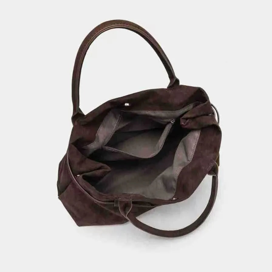Vintage Faux Suede Tote Bag for Women