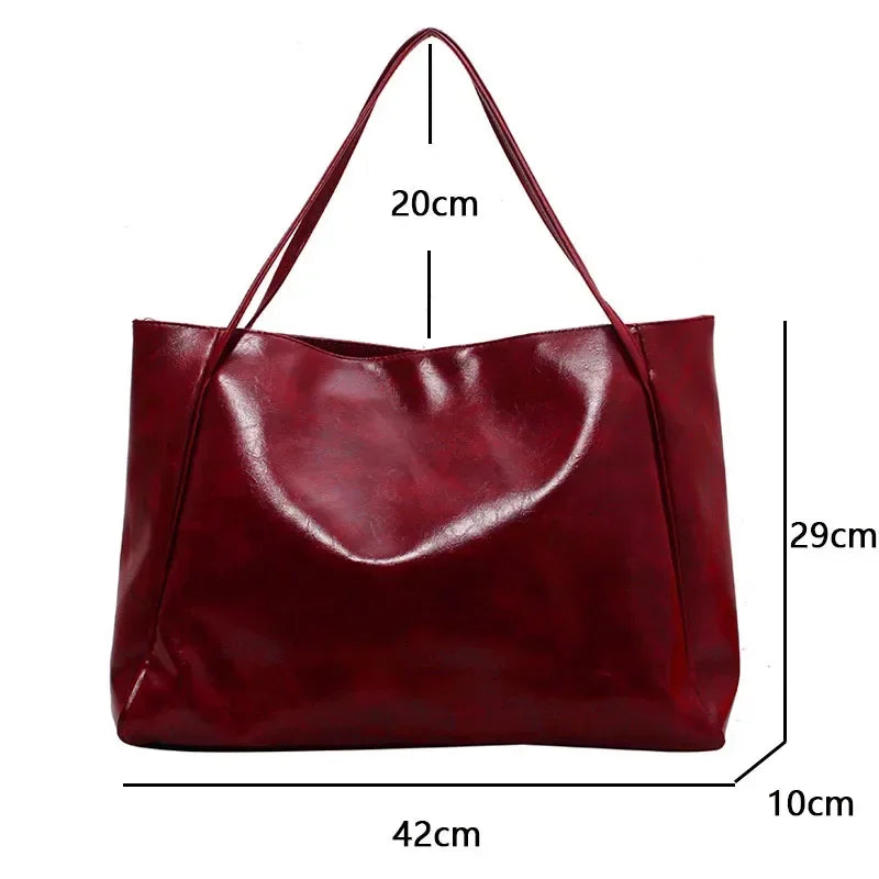 Soft PU Leather Shoulder Tote Bag