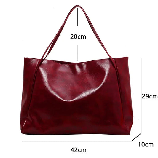 Soft PU Leather Shoulder Tote Bag